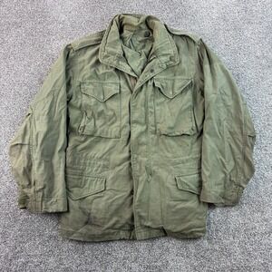 Vintage US Military M-65 Field Jacket Mens Medium Olive Green Cotton OG107